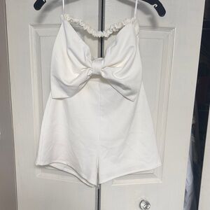 Lulu's White Bow-Tie Women Romper